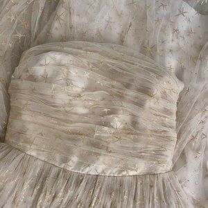 Anthropologie Joanna August Bhldn Brenda Glitter Star Tulle Maxi Dress